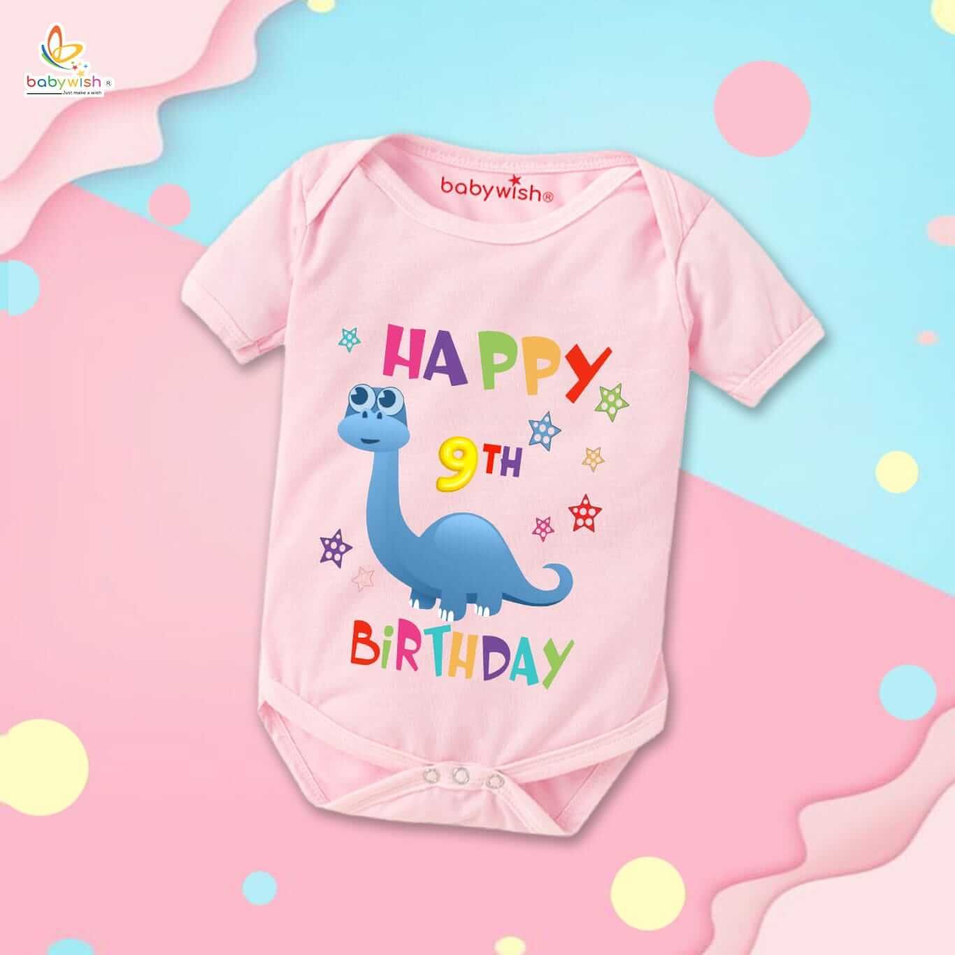 Nine month unisex baby romper half sleeve round neck onesie