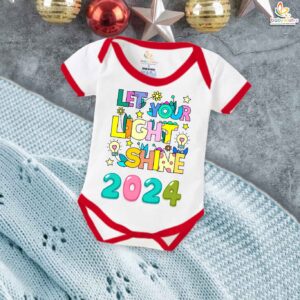 Babywish New Year Romper Clothes for Babies, My First New Year Bodysuits, Let Your Light Shine Newborn Outfit, Cute Holiday Onesies for Boys & Girls