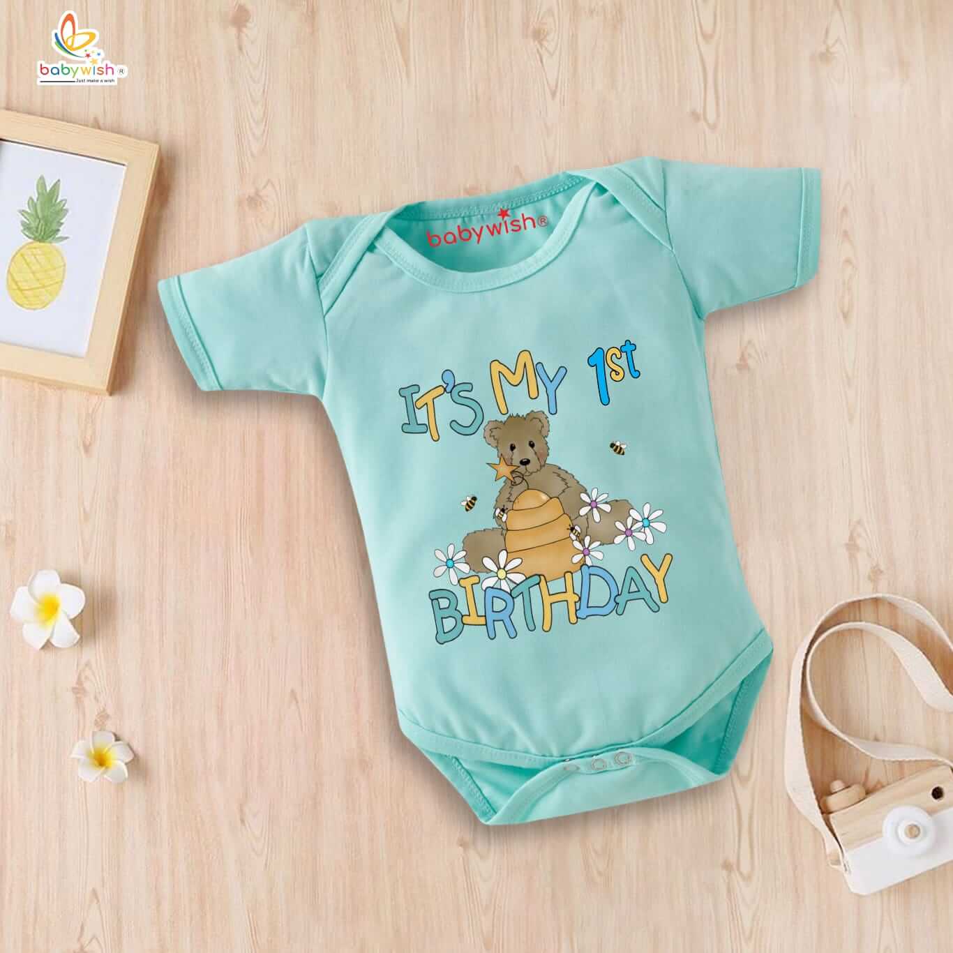 One Month Baby Romper | Newborn Unisex Cotton Onesie 0-3 Months | Soft Half Sleeve Round Neck Infant Bodysuit Clothes for Baby Boy & Girl Daily Wear