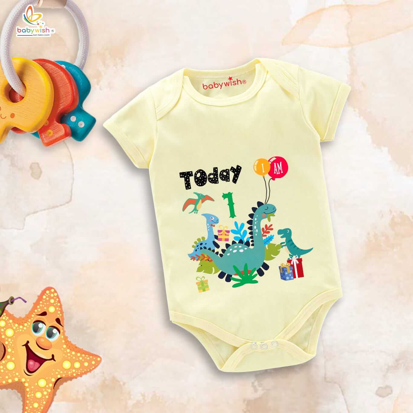 One Month Baby Romper Cotton Onesie | Soft Unisex Half Sleeve Round Neck Newborn Romper 0-3 Months | Infant Daily Wear Bodysuit for Baby Boys & Girls