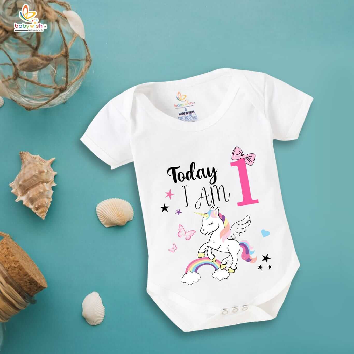 One Month Baby Romper for Newborn | Unisex Cotton Half Sleeve Round Neck Onesie 0-3 Months | Infant Bodysuit Daily Wear Outfit for Baby Boys & Girls