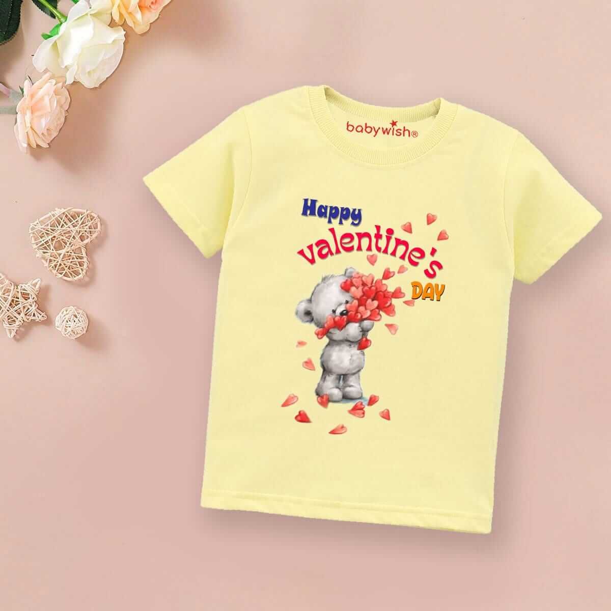 Valentine’s Day T-shirt for Kids | Unisex Valentine Topwear Outfit | Printed Half Sleeve T-shirt Dress for Boys & Girls “Valentine Day Red Heart” | Cute Gift for Kids