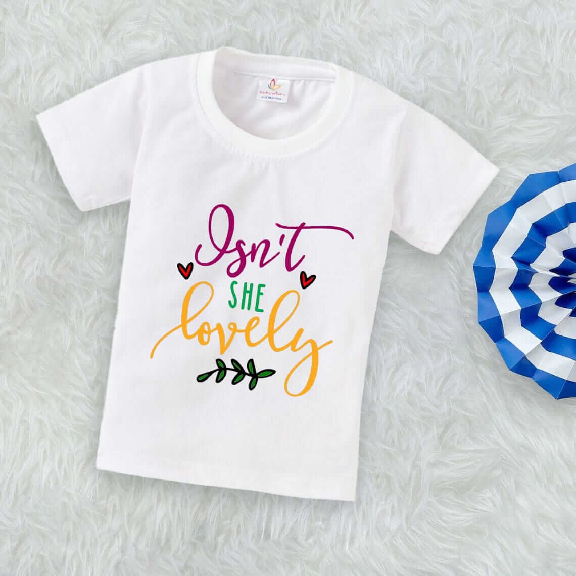 Valentine Day T-shirt for Kids | Unisex Valentine Topwear Outfit | Cute Printed Half Sleeve Tshirt Dress for Baby Boy & Girl "Isn't She Lovely" | Stylish Valentine Gift Tee | Babywish