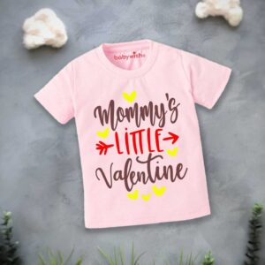 Valentine Day T-shirt for Kids | Unisex Valentine Outfit | Printed Half Sleeve Topwear Tshirt Dress for Baby Boy & Girl "Mummy's Valentine" | Cute First Valentine Clothing Gift | Babywish
