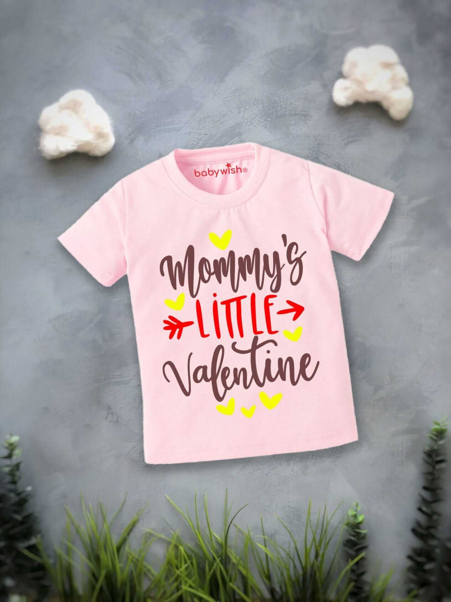 Valentine Day T-shirt for Kids | Unisex Valentine Outfit | Printed Half Sleeve Topwear Tshirt Dress for Baby Boy & Girl "Mummy's Valentine" | Cute First Valentine Clothing Gift | Babywish