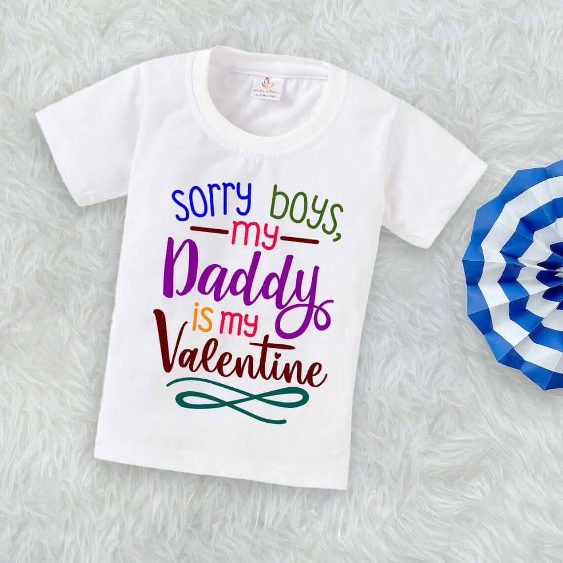 Valentine Day T-shirt for Kids | Unisex Valentine Outfit | Cute Printed Half Sleeve Tshirt Dress for Baby Boy & Girl "Sorry Boys on Valentine" | Babywish Valentine Gift Tee