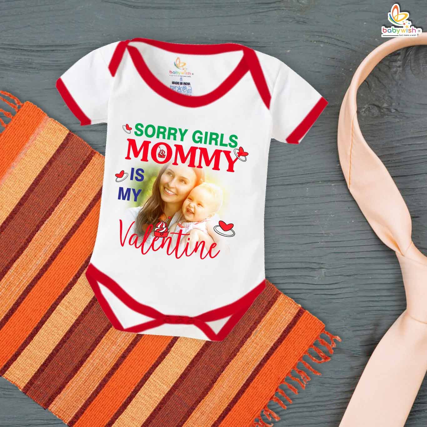 Sorry Girls, Mommy’s Mine Baby Boy Romper – My First Valentine’s Day Bodysuit for Newborn & Infant Boys | Cute Valentine’s Day Baby Outfit – Babywish