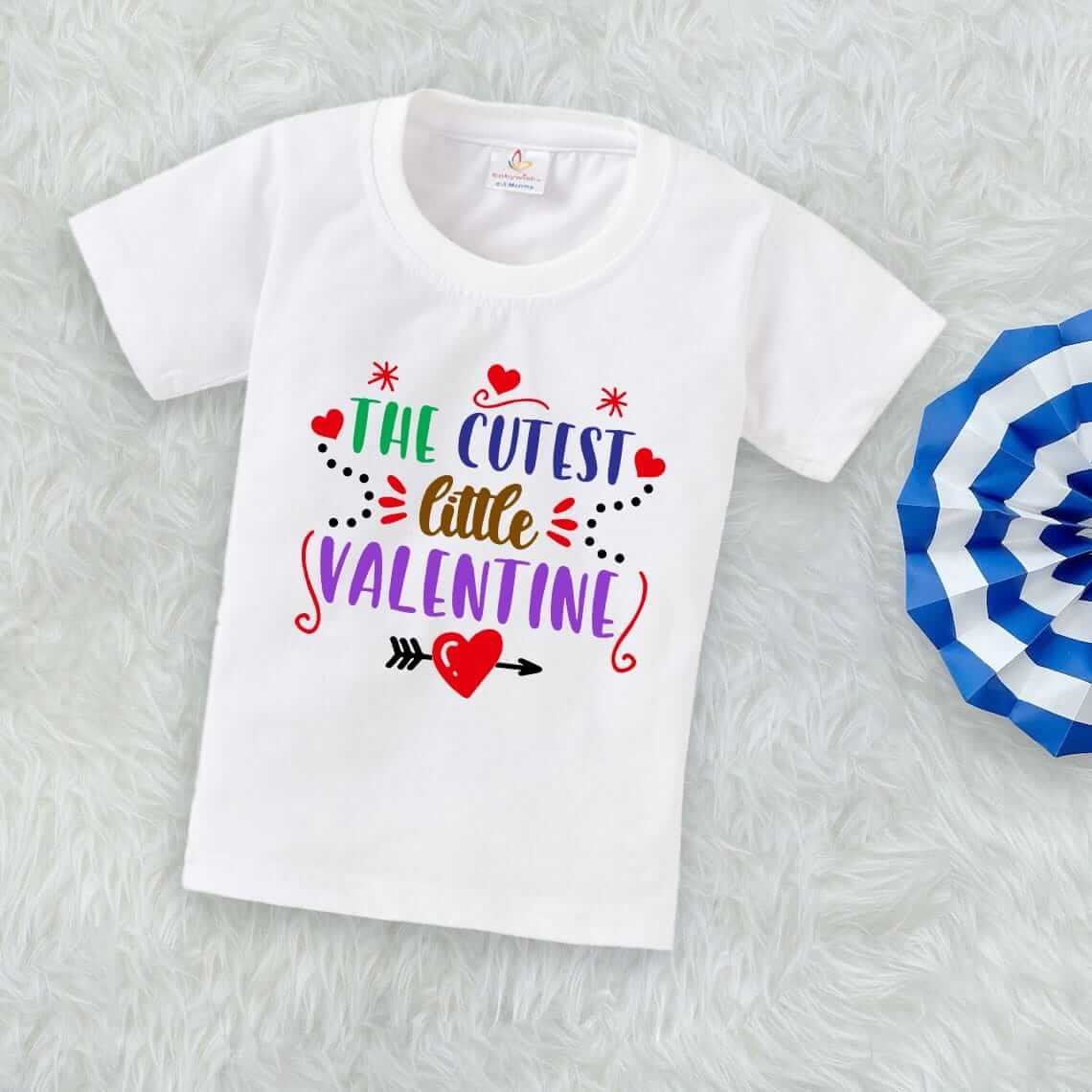 Valentine’s Day T-shirt for Kids | Unisex Valentine Topwear Outfit | Printed Half Sleeve T-shirt Dress for Boys & Girls “Cutest Heart on Valentine” | Cute Gift for Kids