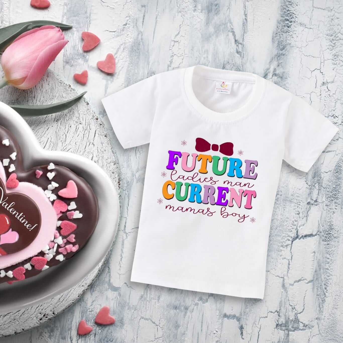 Valentine’s Day T-shirt for Kids | Unisex Valentine Topwear Outfit | Printed Half Sleeve T-shirt Dress for Boys & Girls “Future Man is Now Boy” | Cute Toddler Gift