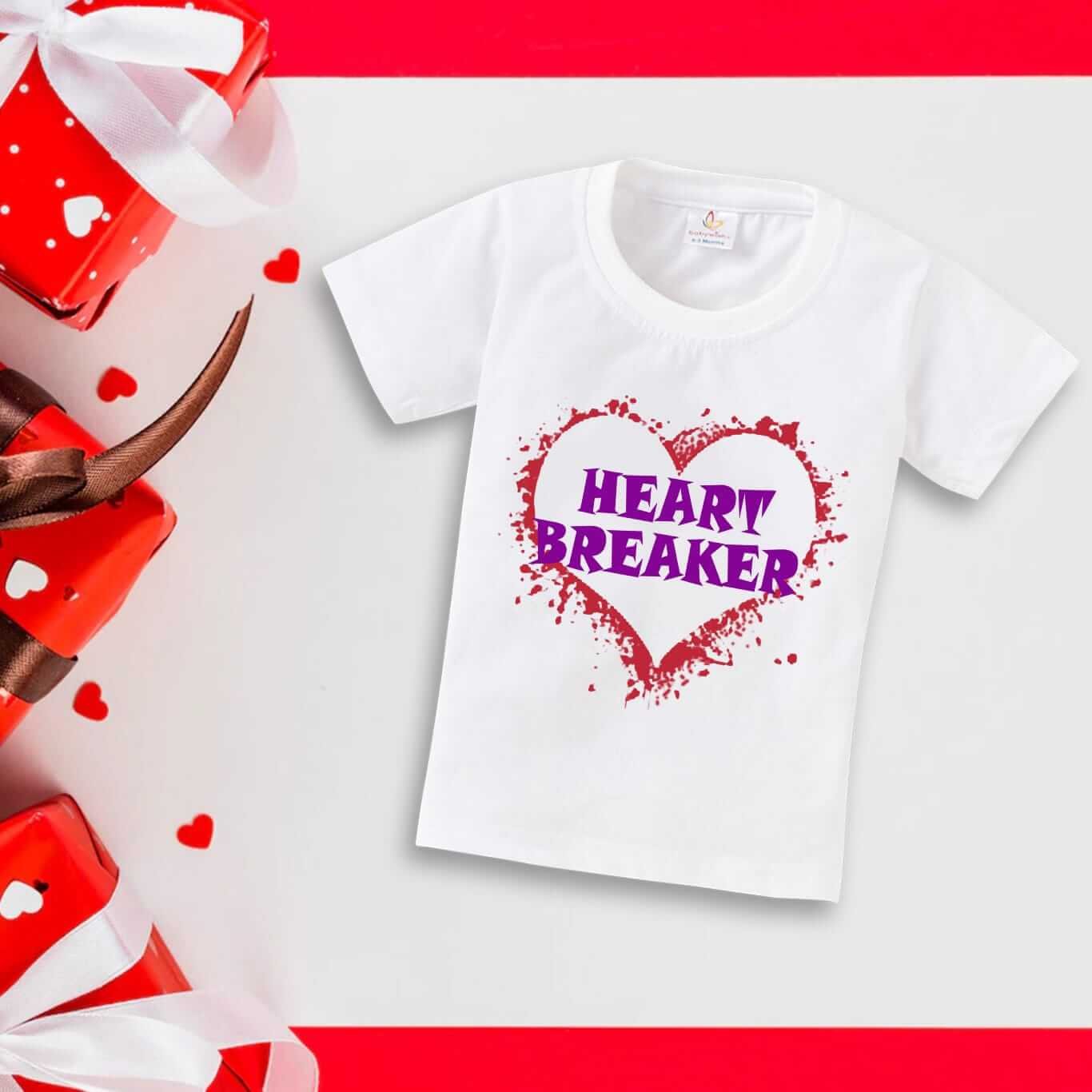 Valentine’s Day T-shirt for Kids | Unisex Valentine Topwear Outfit | Printed Half Sleeve T-shirt Dress for Boys & Girls “Heart Printed on Heart”