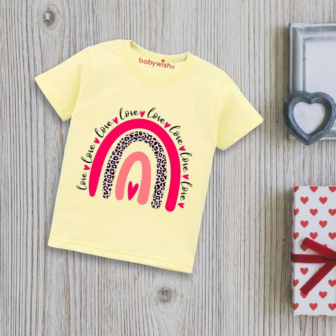 Valentine’s Day T-shirt for Kids | Unisex Valentine Topwear Outfit | Printed Half Sleeve T-shirt Dress for Boys & Girls “Love & Only Love on Valentine” | Cute Gift for Kids
