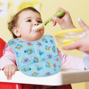 Bibs for Baby – 3-Layer Waterproof Food Catcher Bib with Pocket, Soft & Durable Infant Feeding Bibs for Boys and Girls, Easy to Clean and Adjustable
