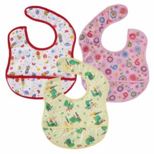 Bibs for Baby – Waterproof Feeding Bibs with Pocket | 3 Layers Soft Washable Baby Bib Food Catcher | Reusable Infant & Toddler Bibs for Boys & Girls Mealtime Essentials