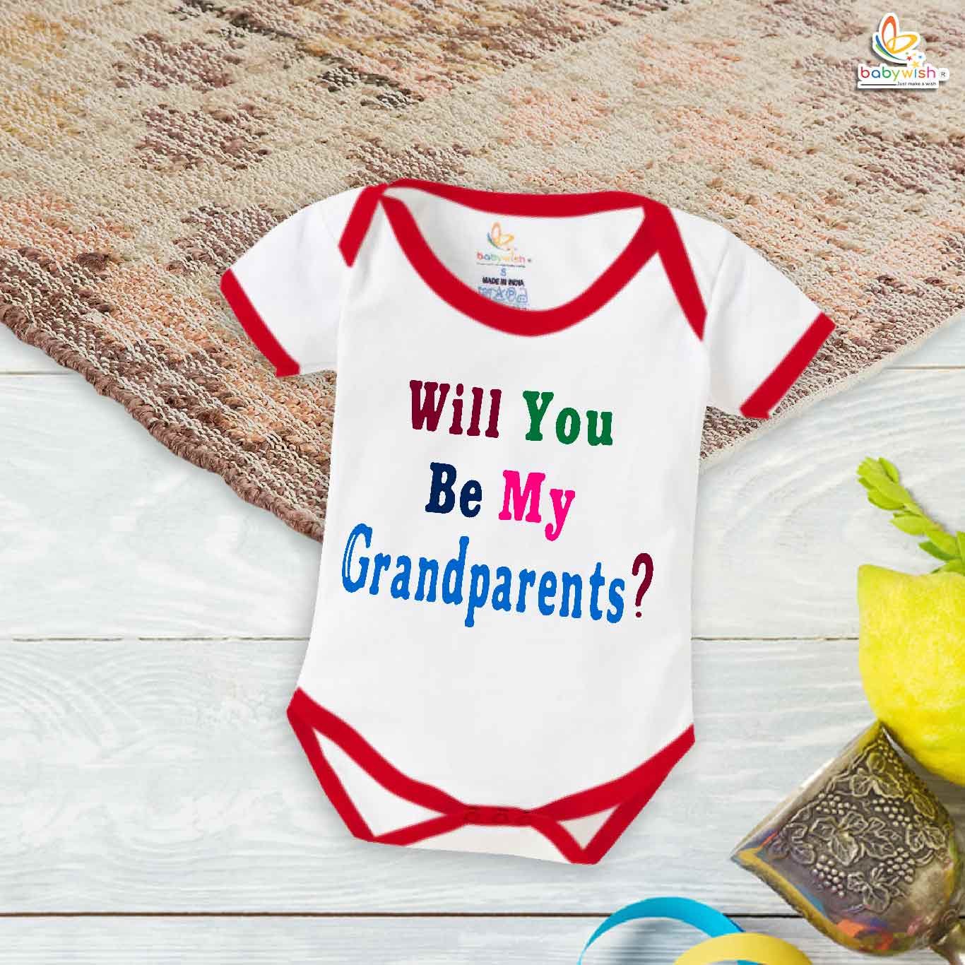 Will You Be My Grandparents? – Surprise Baby Announcement Romper | Pregnancy Reveal Outfit for Grandparents | Babywish