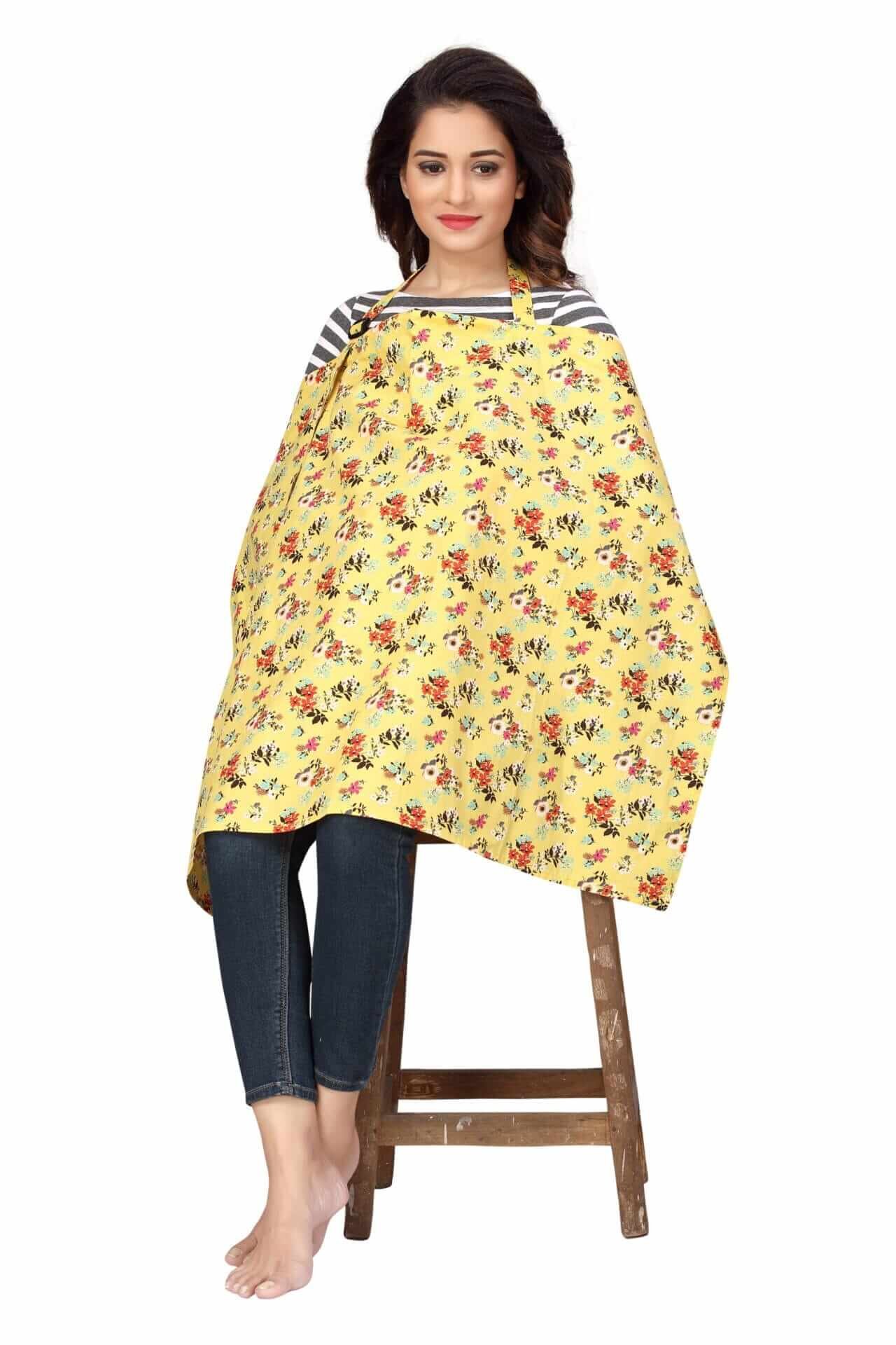 Nursing covers for Mother Breathable feeding cover for Breastfeeding 360° Coverage Protection Cover - Yellow Floral Theme