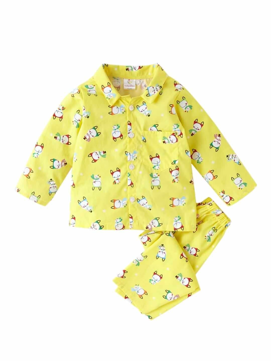 Kids Sleepsuit for Baby Boys and Girls Long Sleeve Topwear and Pajamas Set Baby Clothing Sleepwear Set Yellow Snowman Theme Perfect for Newborns and Toddlers